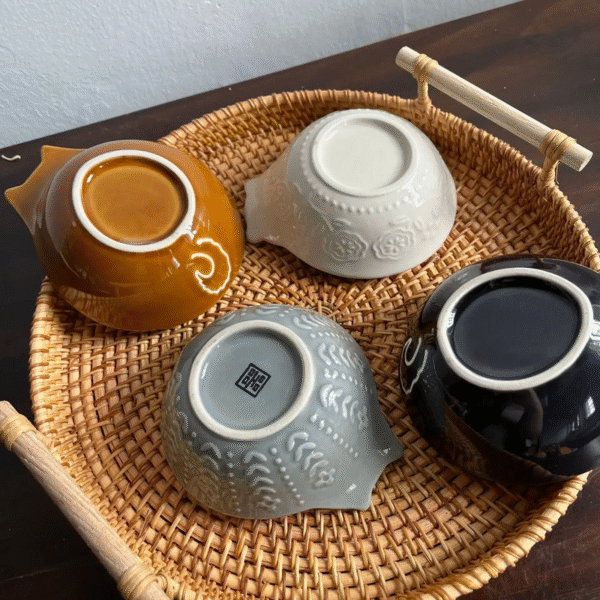 Japanese Cartoon Cat Print Ceramic Dipping Bowls